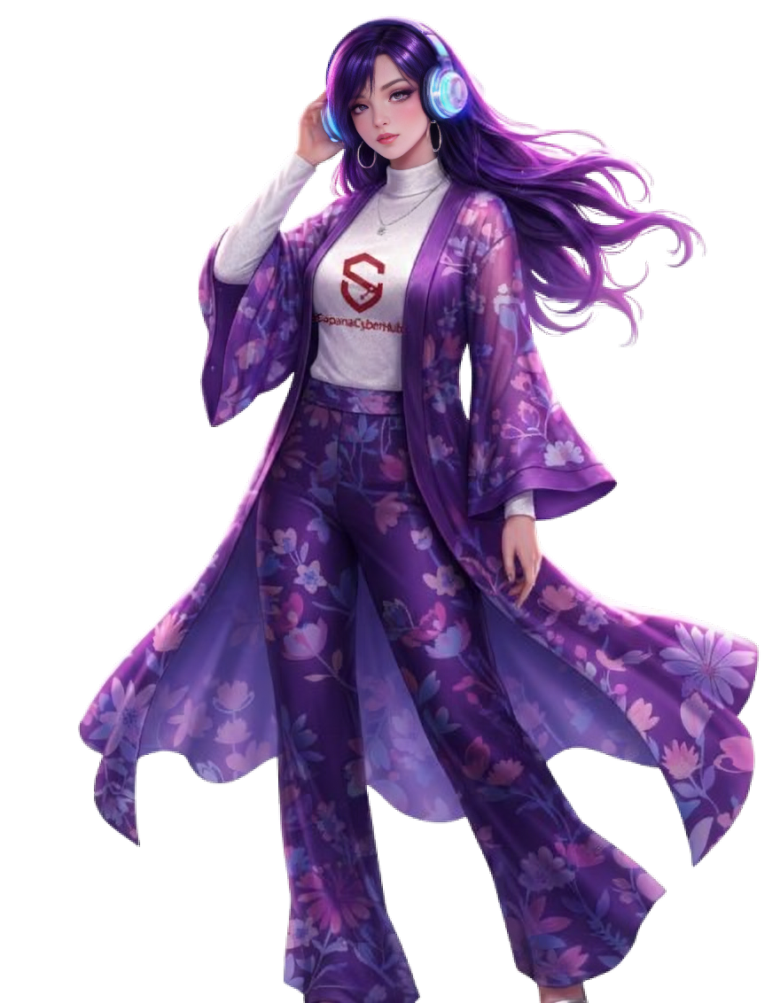 Neon Girl Listening Music